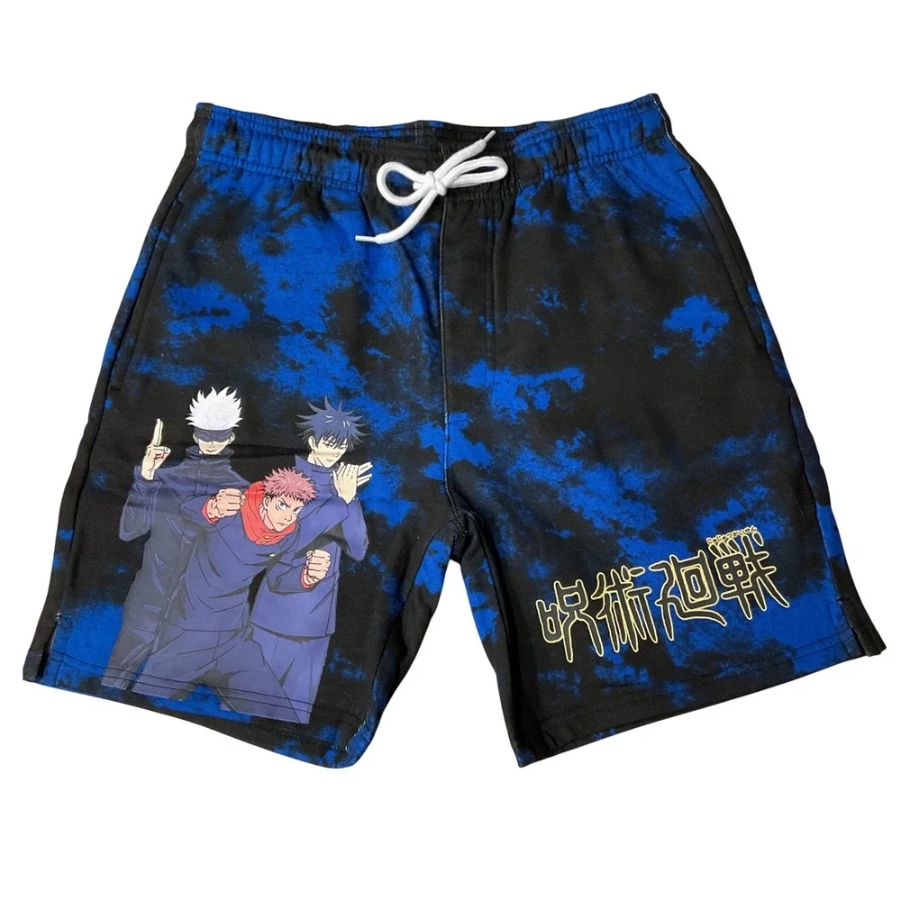 Hot Topic Men's Jujutsu Kaisen Drawstring Flat Front Shorts Blue & Black‎ Size S